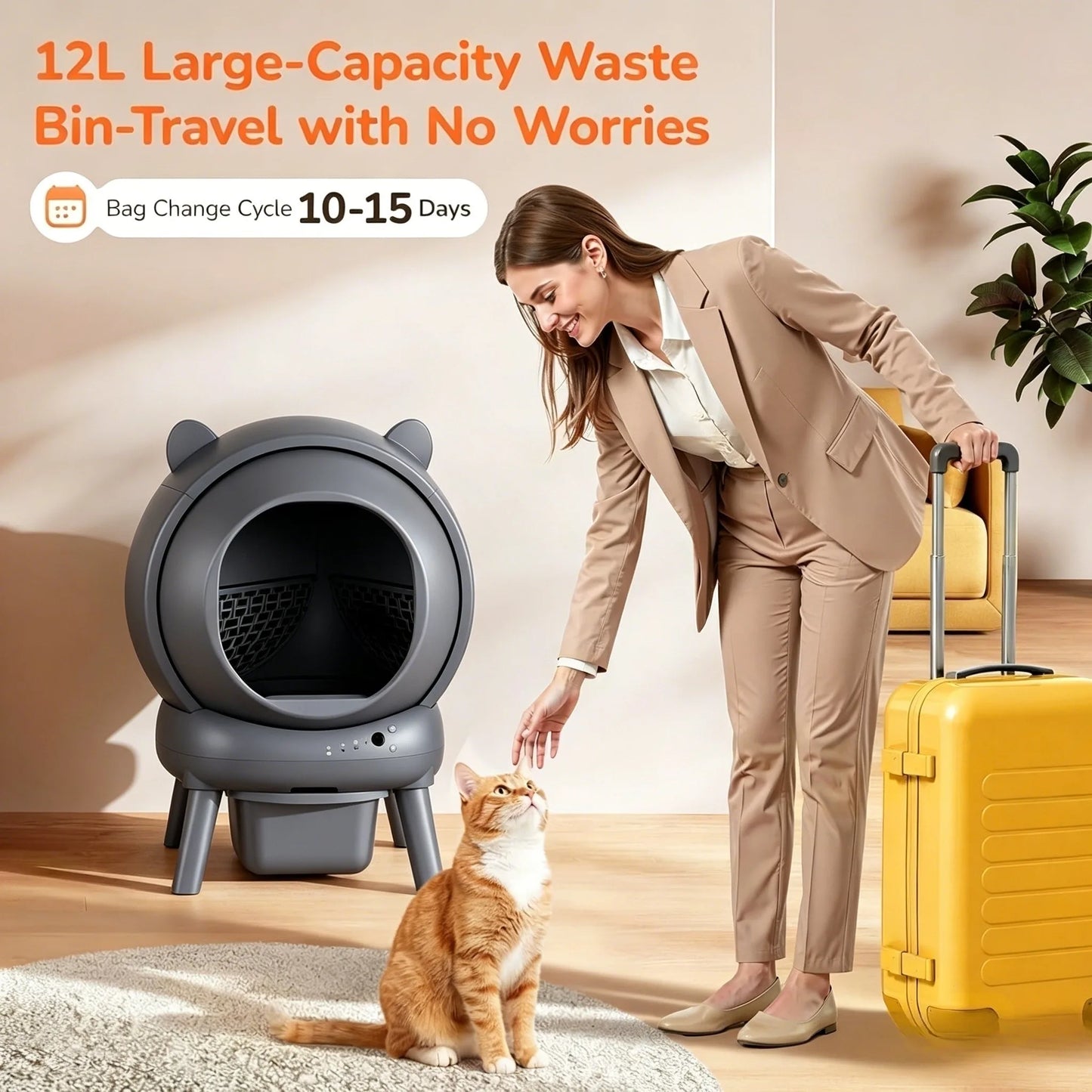 Self-Cleaning Cat Litter Box Smart Automatic Litter Box for Multiple Cats Large Capacity Self-Cleaning Design with App Control