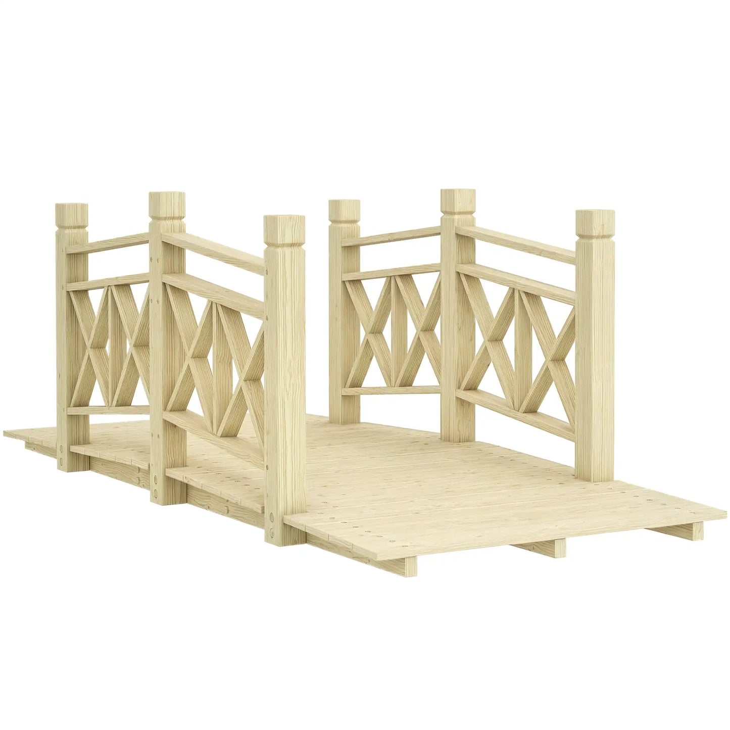 5 Ft Carbonized Wooden Garden Bridge With Safety Rails Outdoor Decorative Footbridge For Backyard Ponds Creeks Streams Landscape Yard Ornament