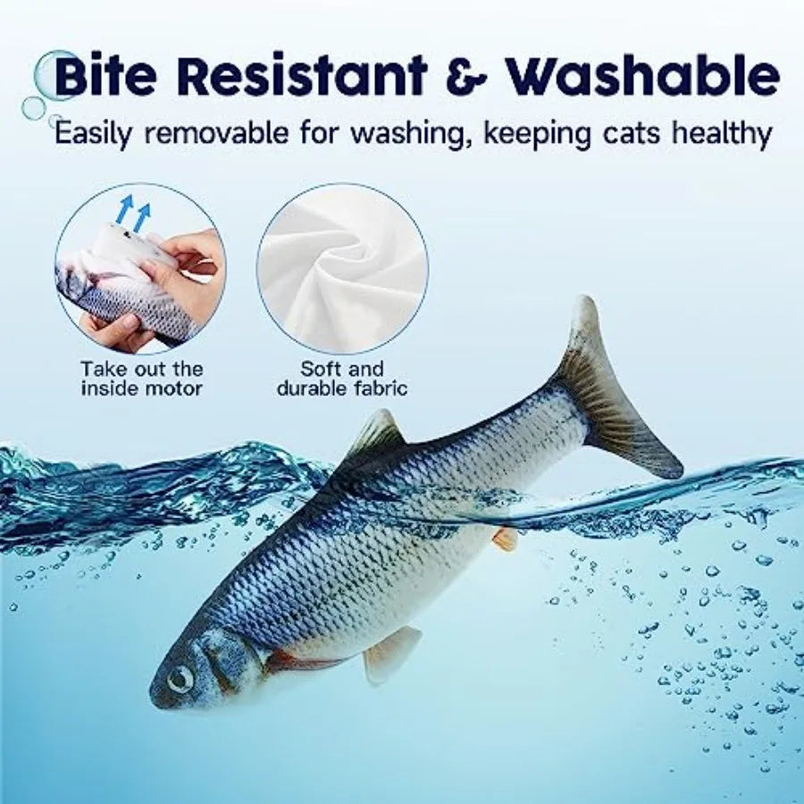 Cat Toys Flopping Fish with Catnip, Moving Kitten Kicker, Floppy Wiggle Carp for Small Dogs, Interactive Motion Kitty Exercise,