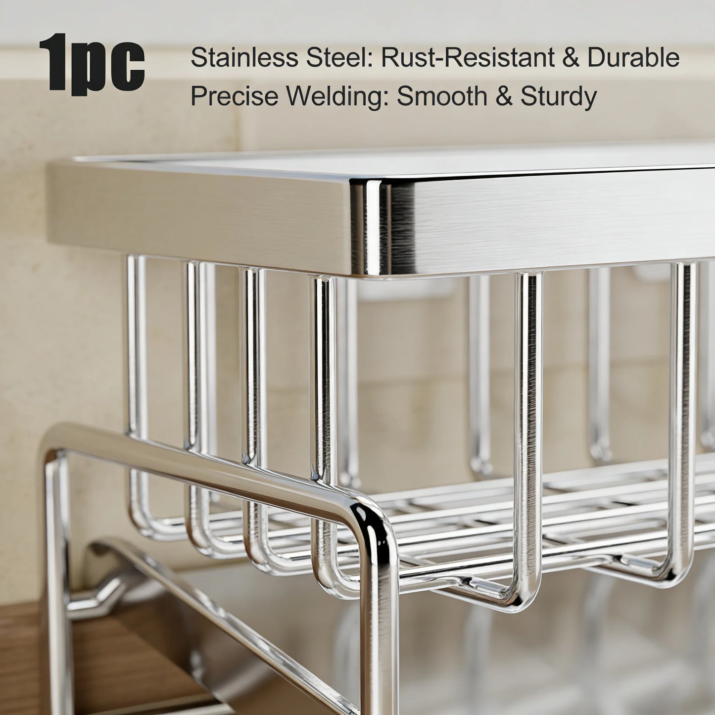 Rustproof Steel Sink Organizer Rack For Kitchen Storage