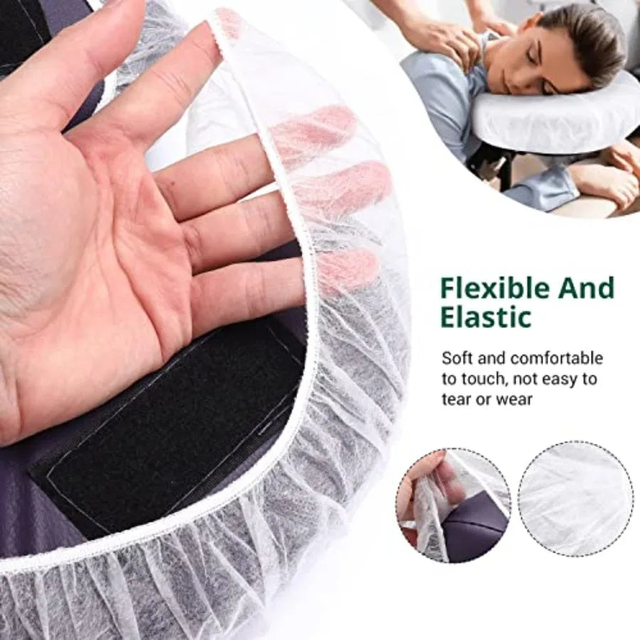 100PCS Disposable Fitted Face Cradle Covers, Non-woven Ultra Soft Massage Face Covers Headrest Covers for Massage Tables Massag