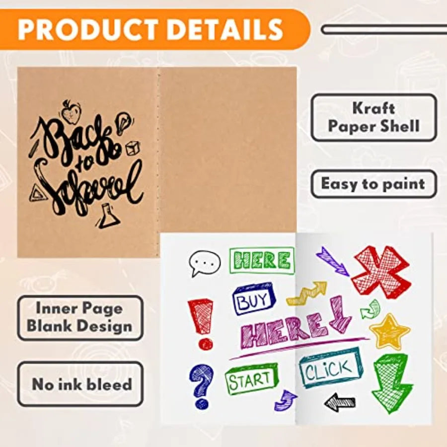 Kraft Paper Notebooks Unlined Sewn Travel Journal 150 Pack