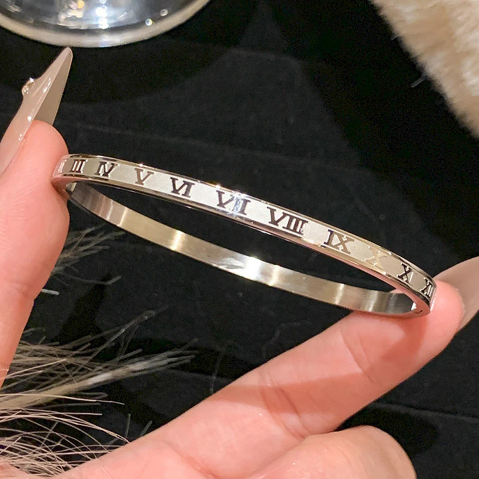 Stainless Steel Zirconia Inlaid Bracelet Set for Women