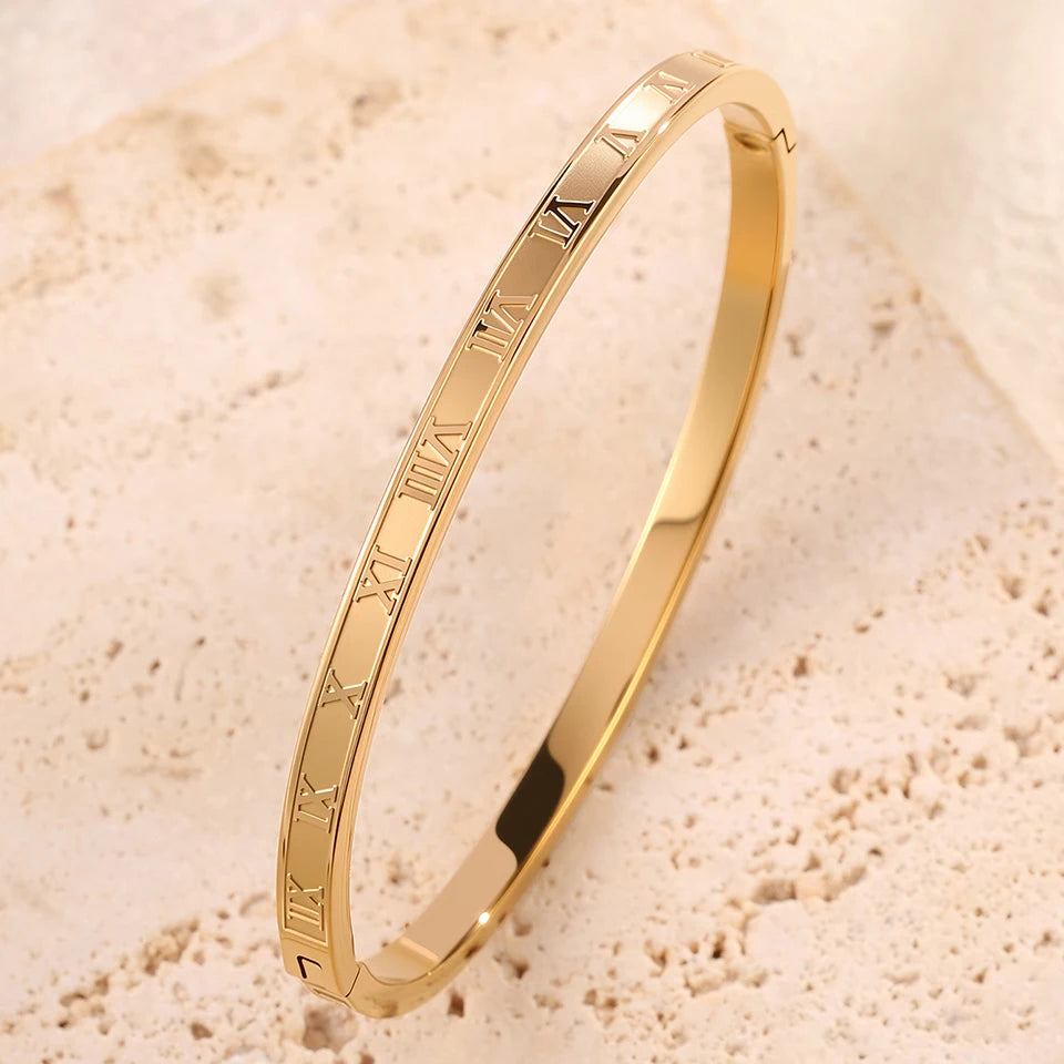 Stainless Steel Zirconia Inlaid Bracelet Set for Women