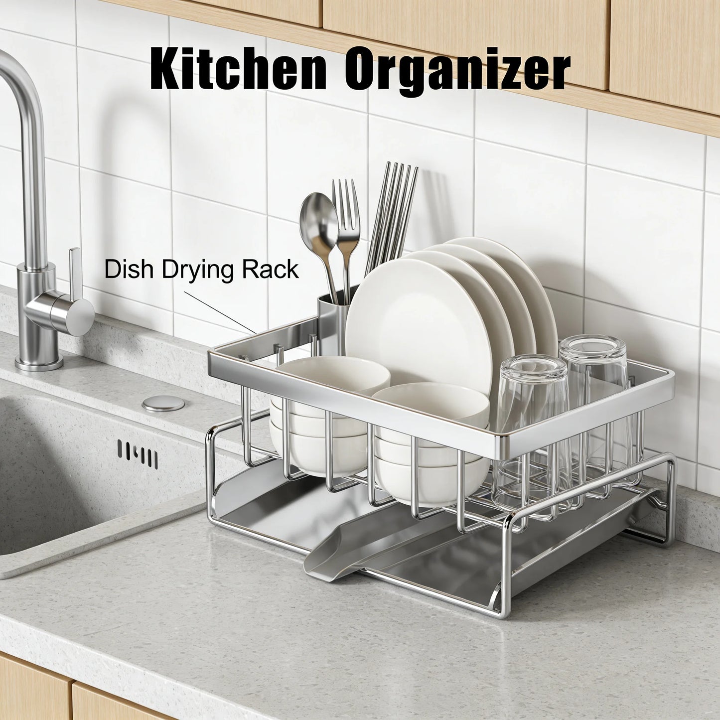 Rustproof Steel Sink Organizer Rack For Kitchen Storage