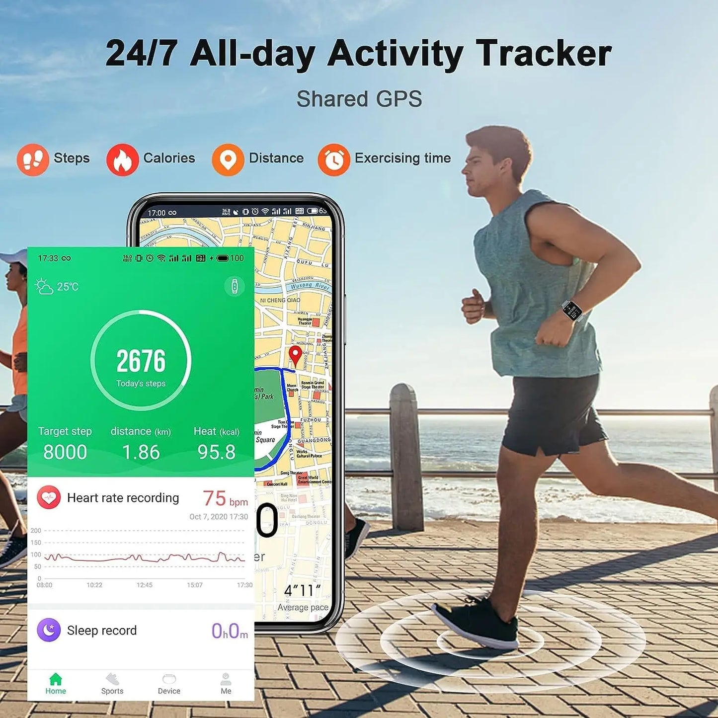Nerunsa Smart Watch Fitness Tracker Heart Rate Sleep Monitor