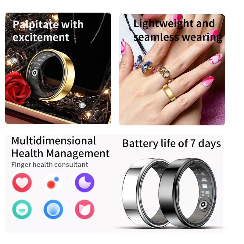 R09 Smart Ring Health Monitor, Multi Sport, Skin Temp, 5ATM