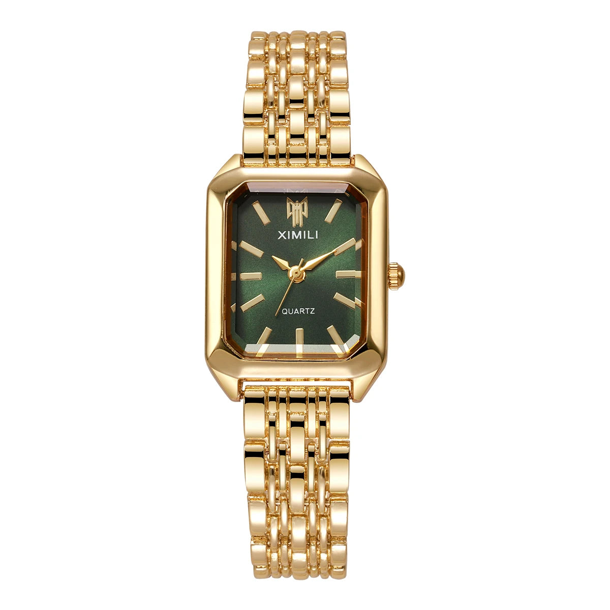 Luxury Rectangular Womens Quartz Watch Stainless Steel Band