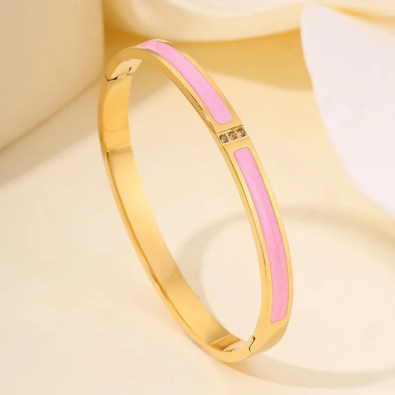 Stainless Steel Zirconia Inlaid Bracelet Set for Women