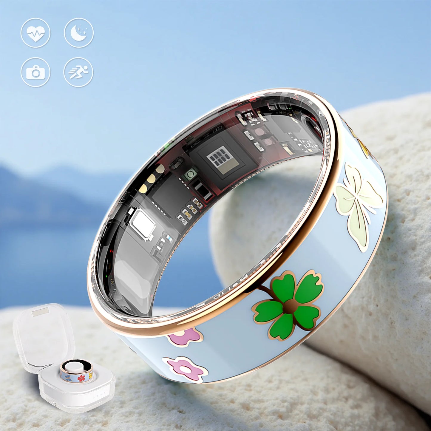 UouNeaCo Smart Ring Dragonfly Lotus Activity Tracker