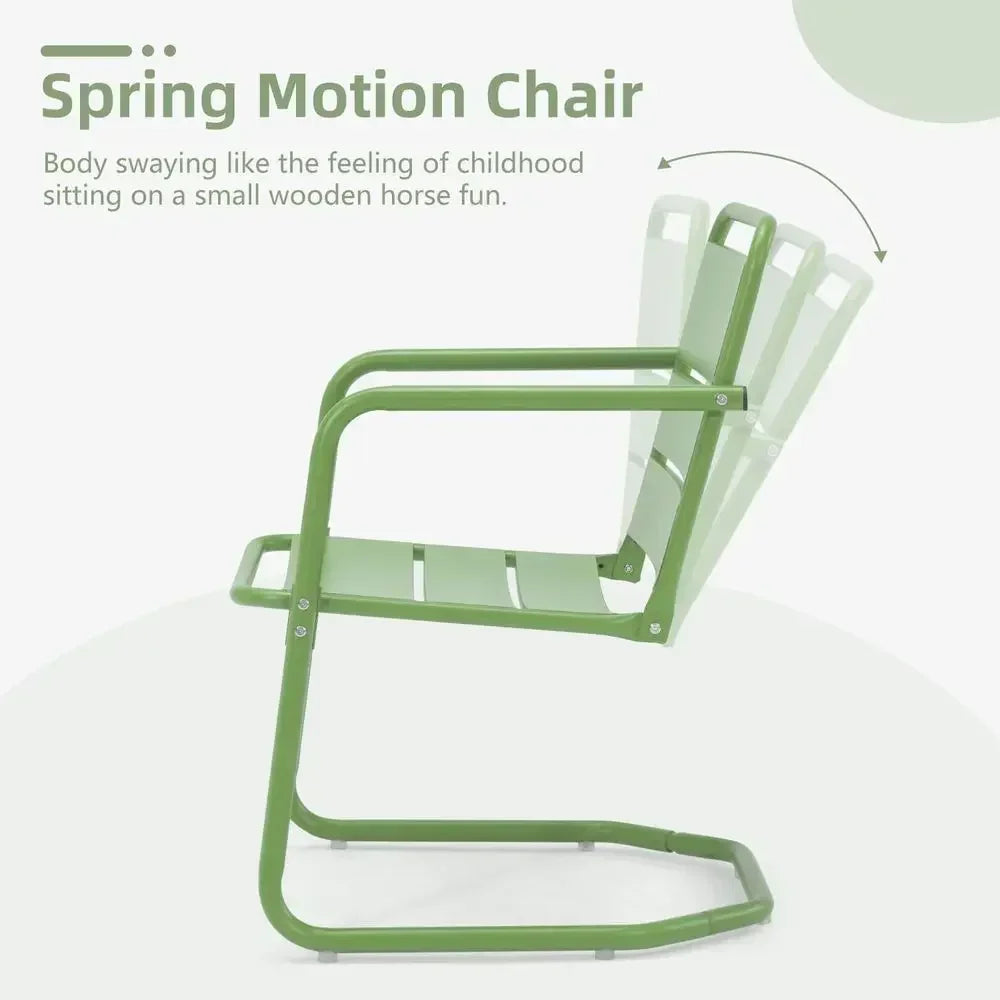 2-Piece Outdoor Patio Furniture Set: C-Spring Metal Chairs, Ideal for Bistro, Balcony, Porch, Poolside, Garden, Deck, Indoor Use