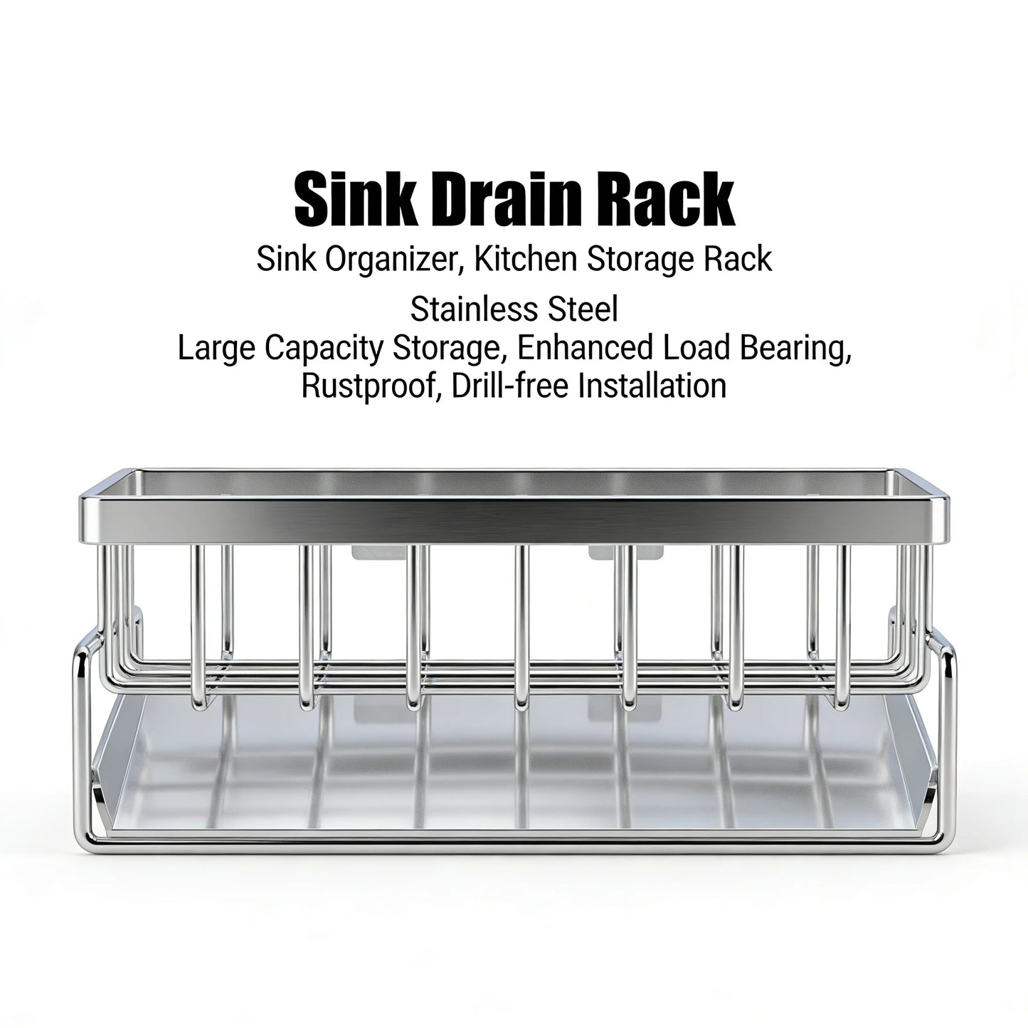 Rustproof Steel Sink Organizer Rack For Kitchen Storage