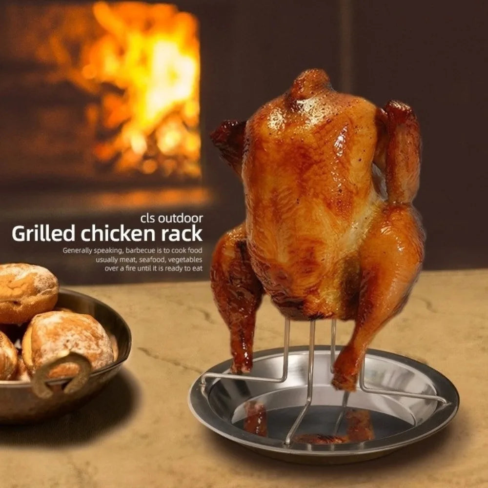 Stainless Steel Chicken Roaster Stand With Bowl