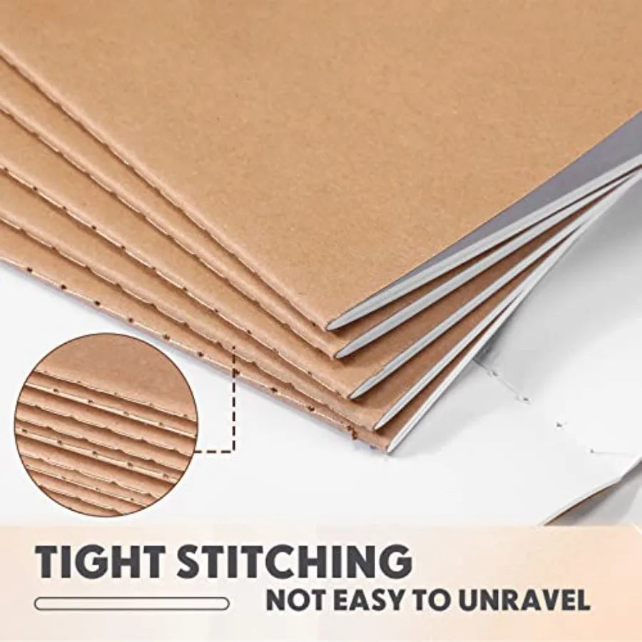Kraft Paper Notebooks Unlined Sewn Travel Journal 150 Pack