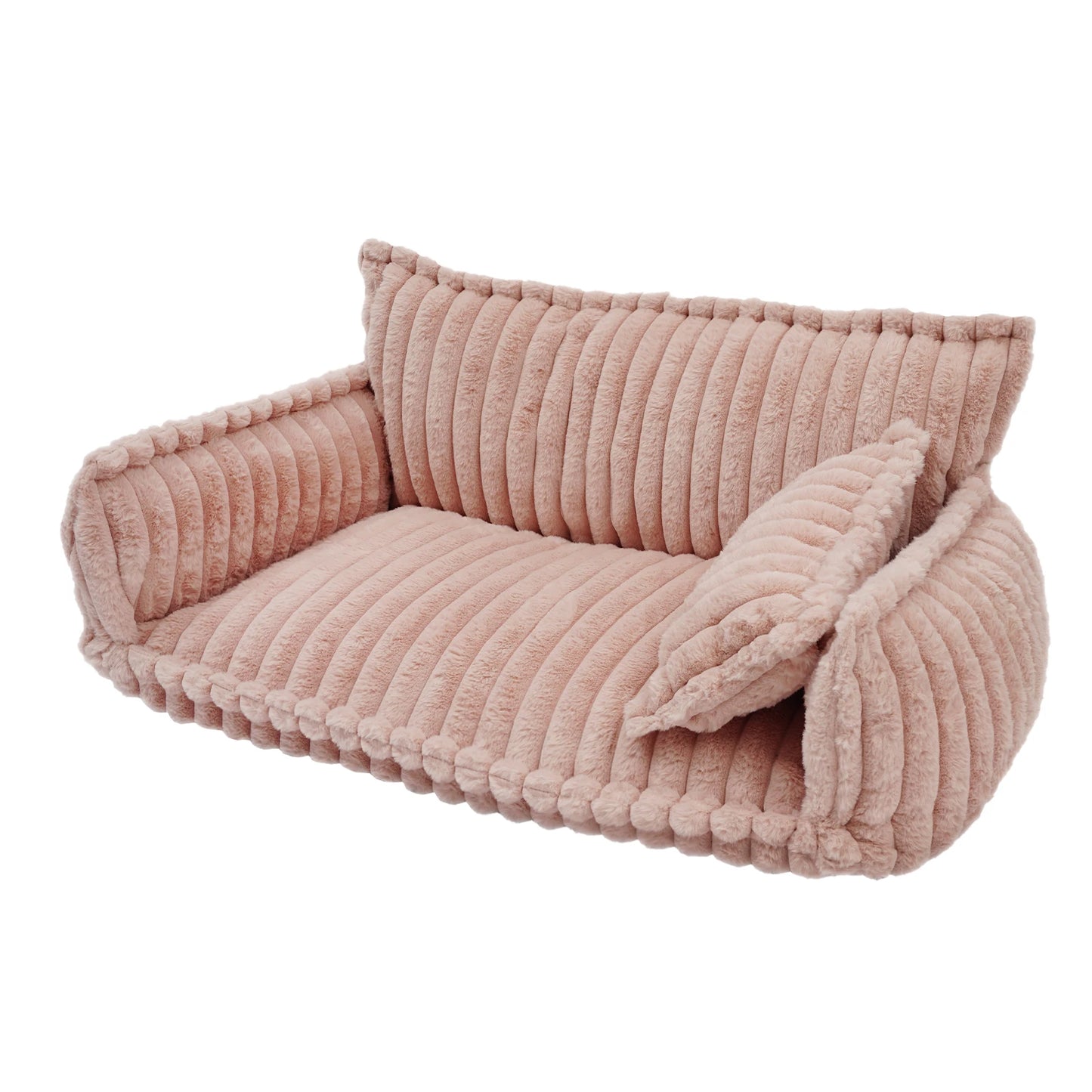 Pet Couch with Removable Washable Cover, Plush Support Bed for Cats and Dogs, Calming Couch for Pets