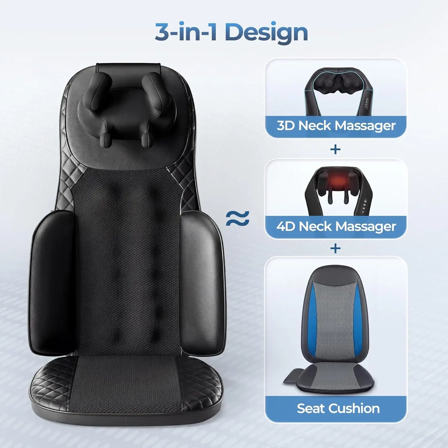 HIMOUTA 3-in-1 Shiatsu Massage Cushion Neck And Back Heat