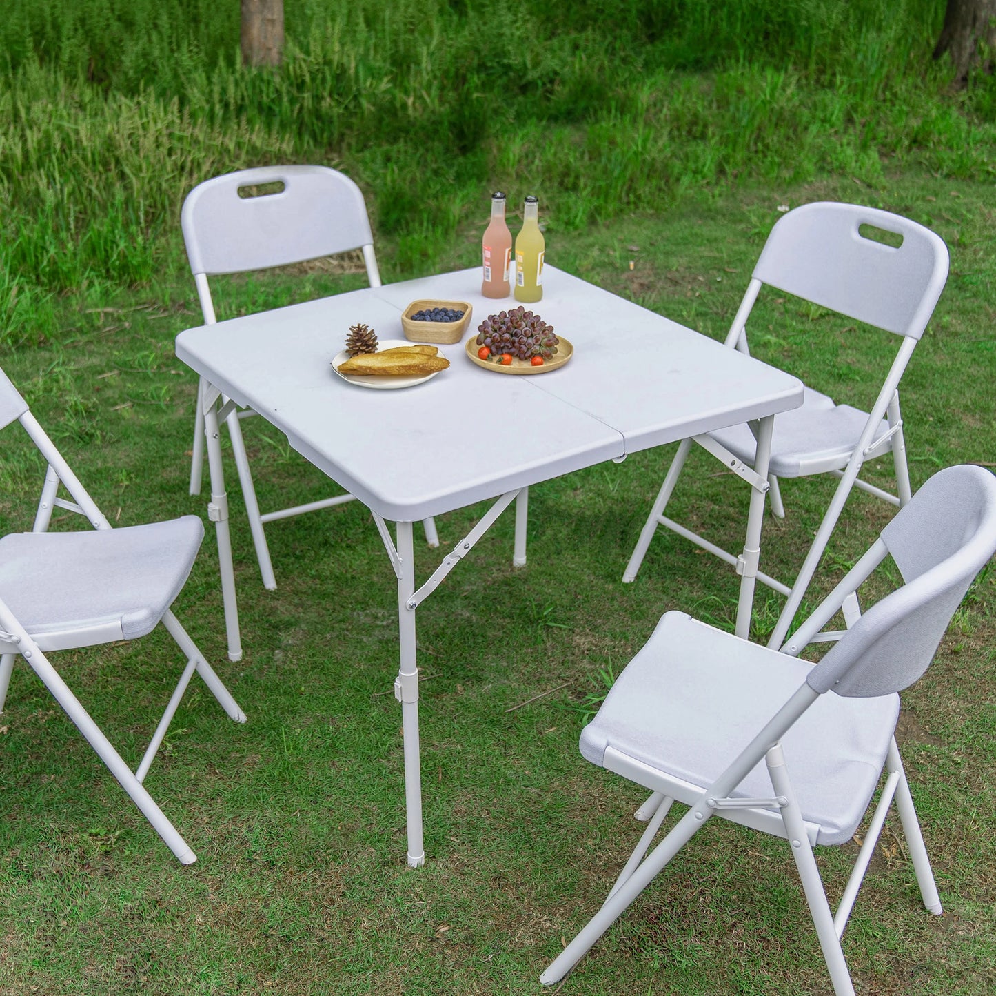 Square Folding Table Fold-in-Half Card Table Multi-Functional Foldable Portable Table for Indoor Outdoor Dining Patio Balcony Ba