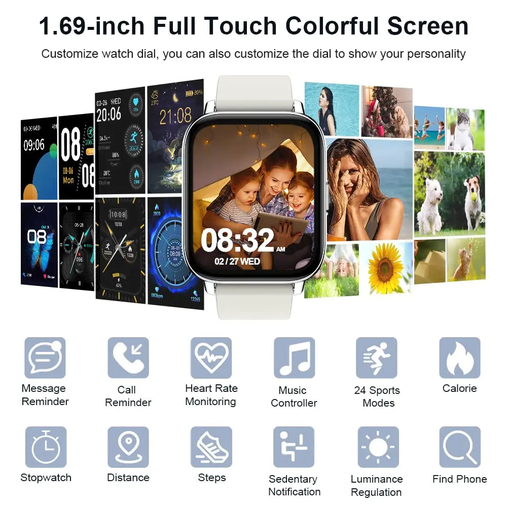 Jxrev Smart Watch Fitness Tracker With Touchscreen