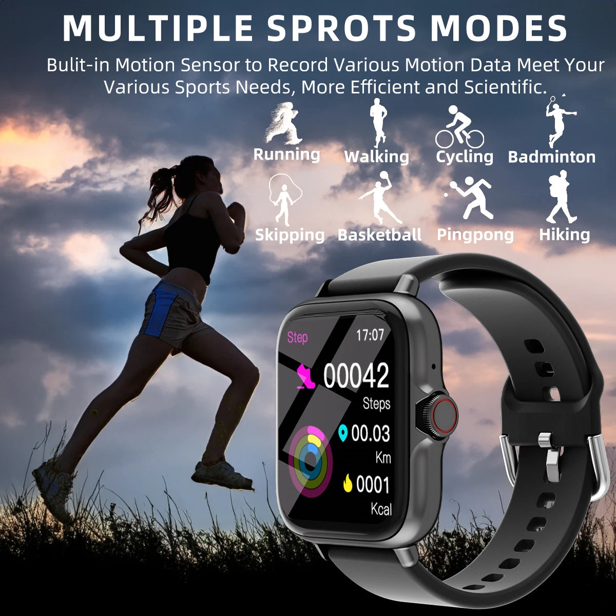 Smart Watch With Sleep Monitoring Pedometer And Call Alerts