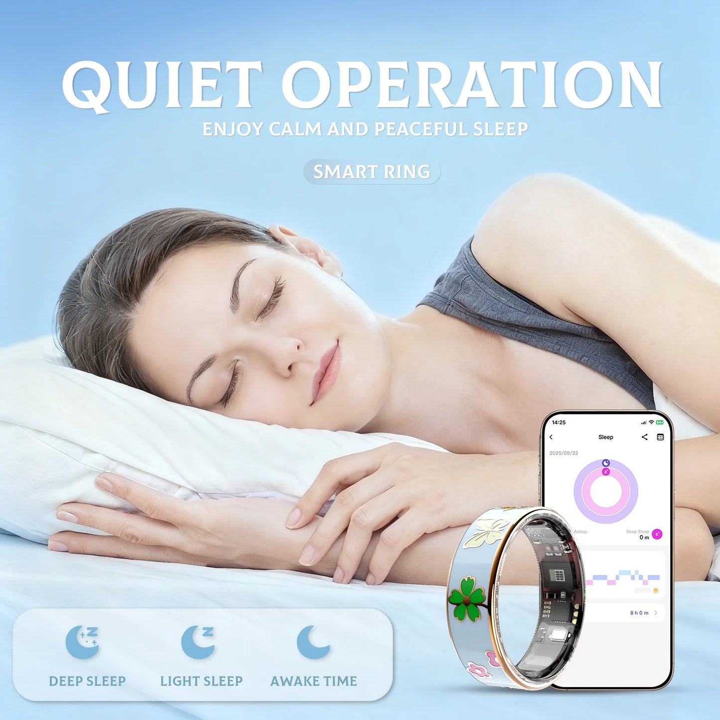 UouNeaCo Smart Ring Dragonfly Lotus Activity Tracker