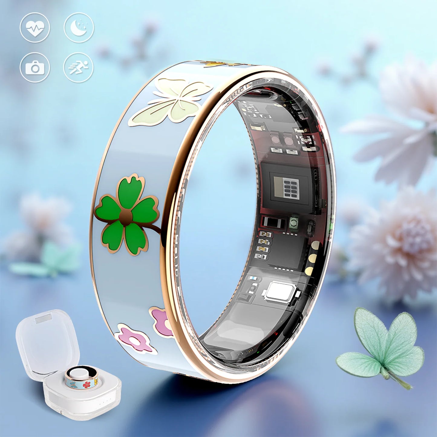 UouNeaCo Smart Ring Dragonfly Lotus Activity Tracker
