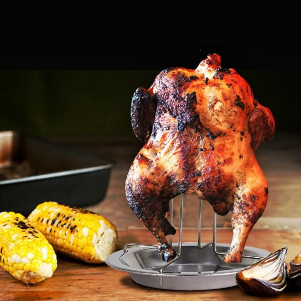 Stainless Steel Chicken Roaster Stand With Bowl