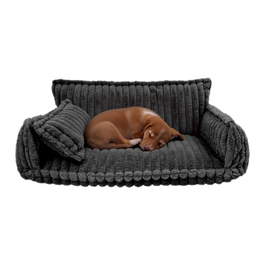 Pet Couch with Removable Washable Cover, Plush Support Bed for Cats and Dogs, Calming Couch for Pets