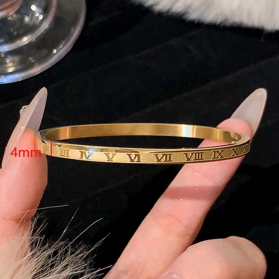 Stainless Steel Zirconia Inlaid Bracelet Set for Women