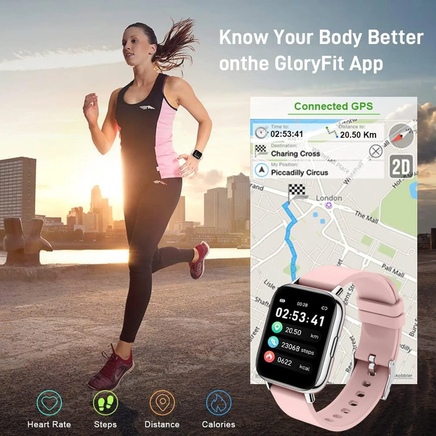 Jxrev Smart Watch Fitness Tracker 1.69 Inch Touchscreen