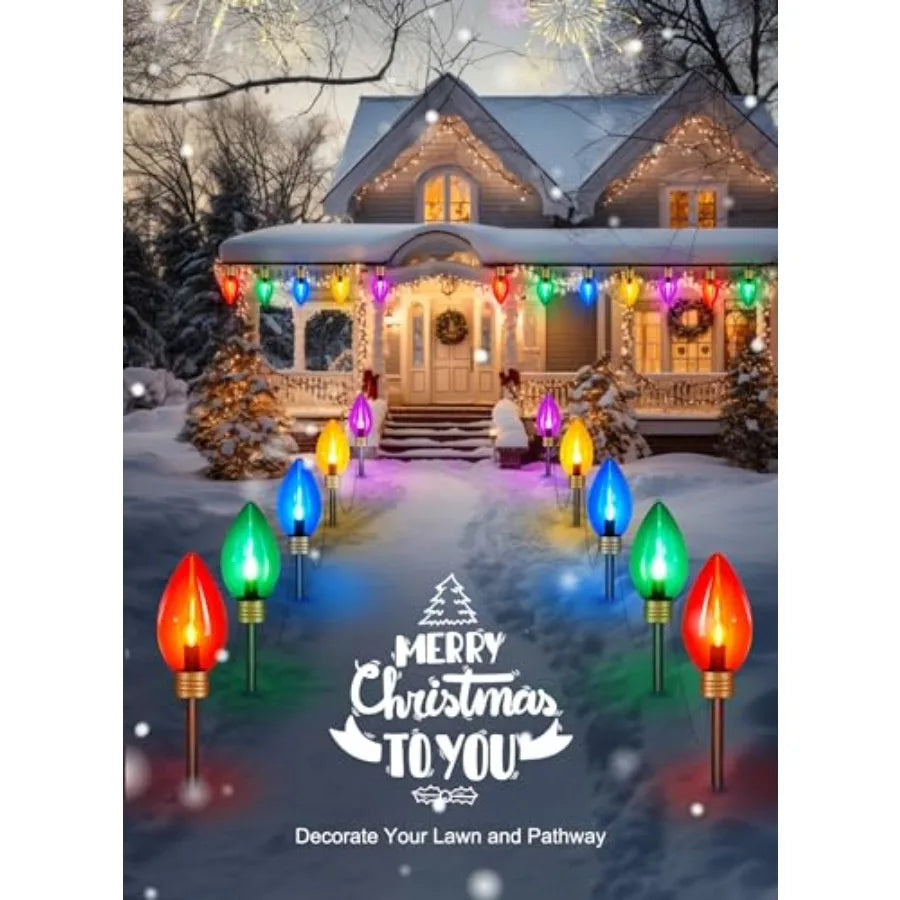 11Feet 5 LED Super Jumbo Christmas String Lights or Pathway Marker Lights, Outdoor Xmas Decorations- Jumbo C9 Hanging Lights Wa