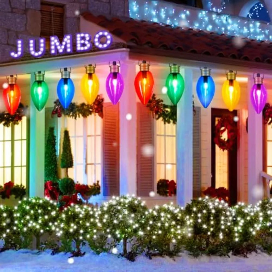 11Feet 5 LED Super Jumbo Christmas String Lights or Pathway Marker Lights, Outdoor Xmas Decorations- Jumbo C9 Hanging Lights Wa