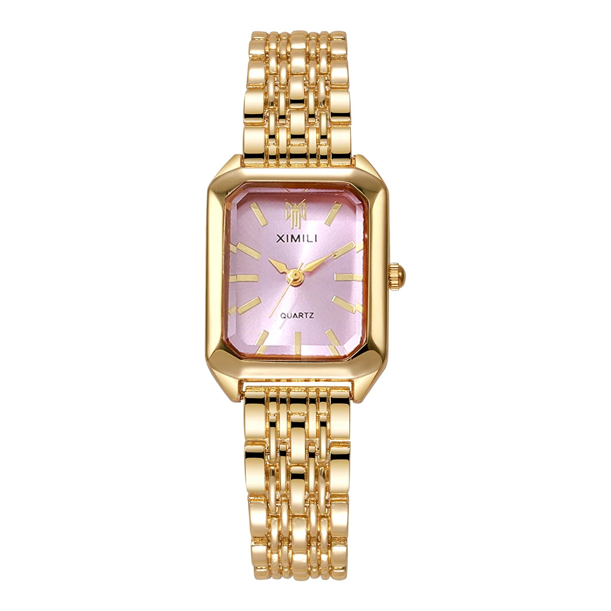 Luxury Rectangular Womens Quartz Watch Stainless Steel Band