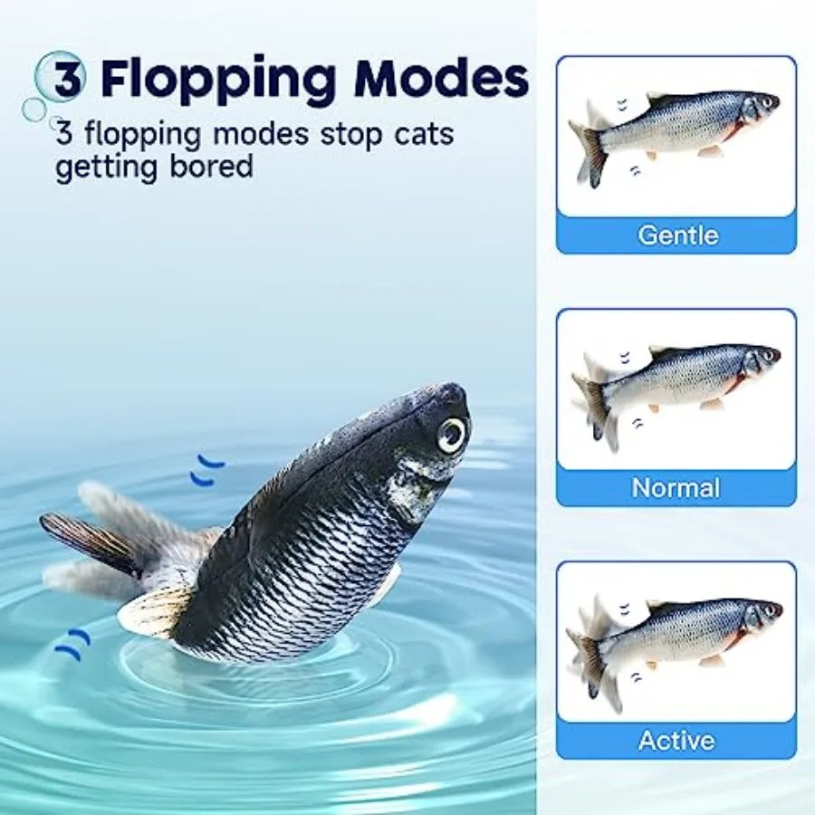 Cat Toys Flopping Fish with Catnip, Moving Kitten Kicker, Floppy Wiggle Carp for Small Dogs, Interactive Motion Kitty Exercise,