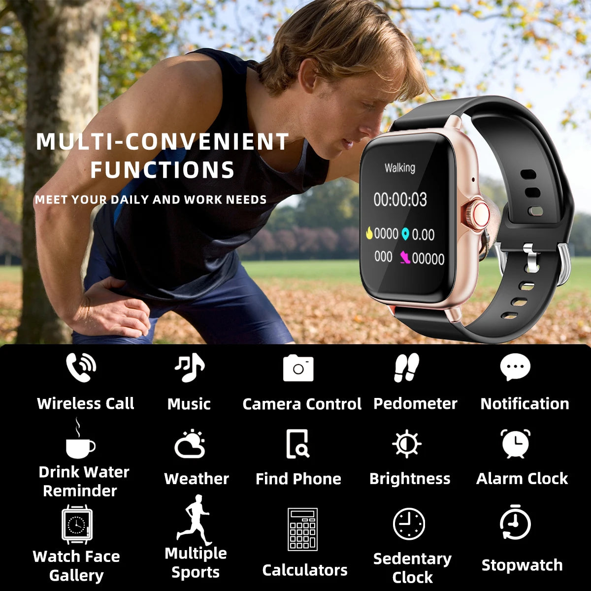 Smart Watch With Sleep Monitoring Pedometer And Call Alerts