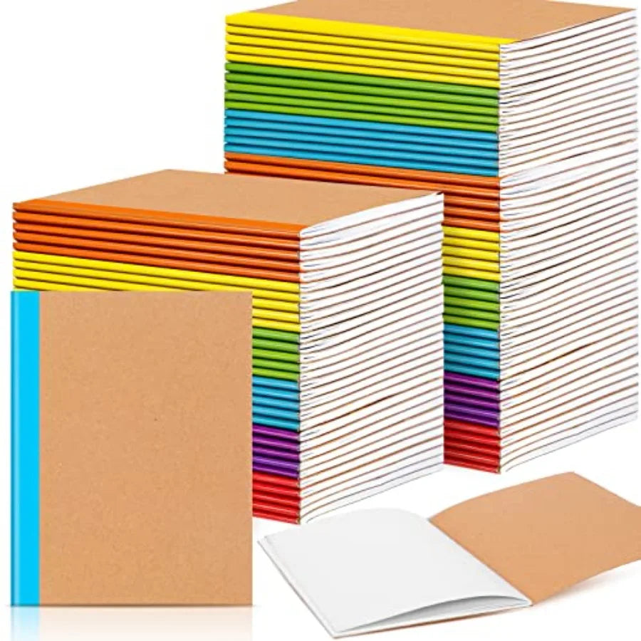 Kraft Paper Notebooks Unlined Sewn Travel Journal 150 Pack