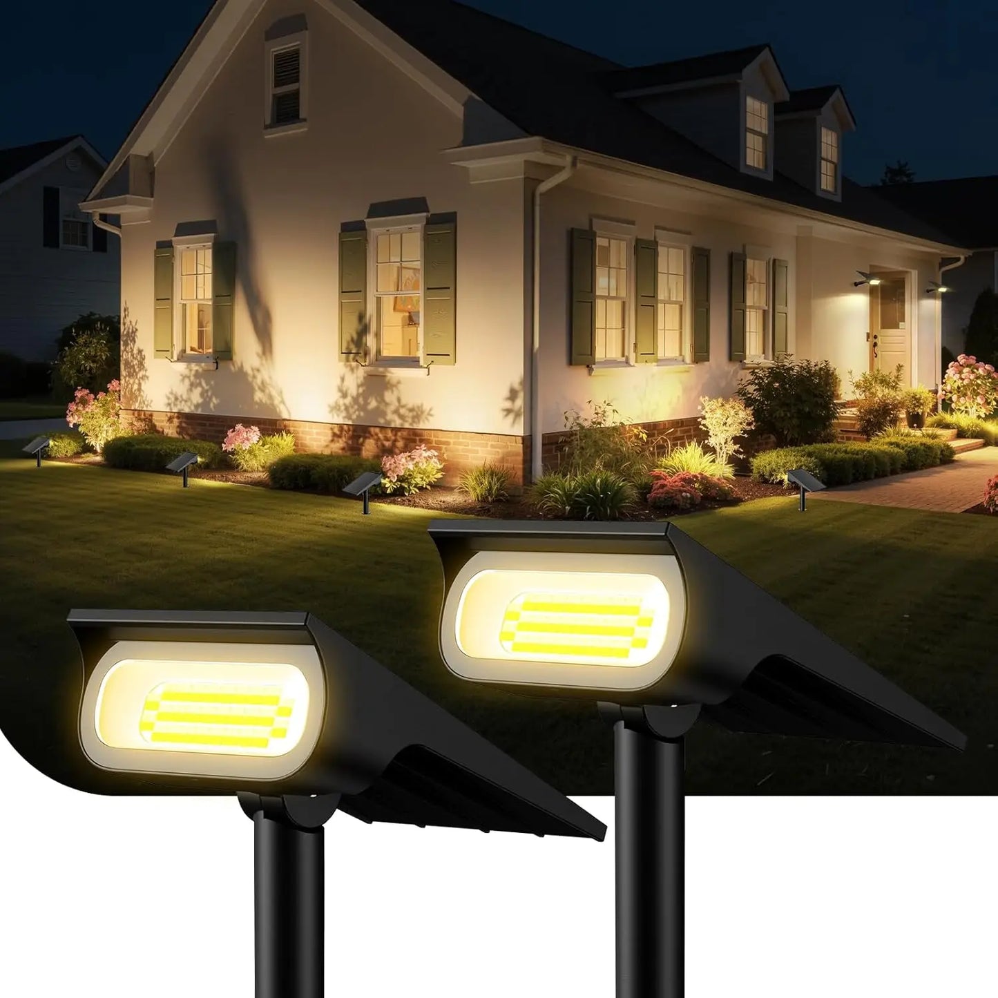 Intelamp Solar Outdoor Spot Lights 2 Pack With 3 Color Modes
