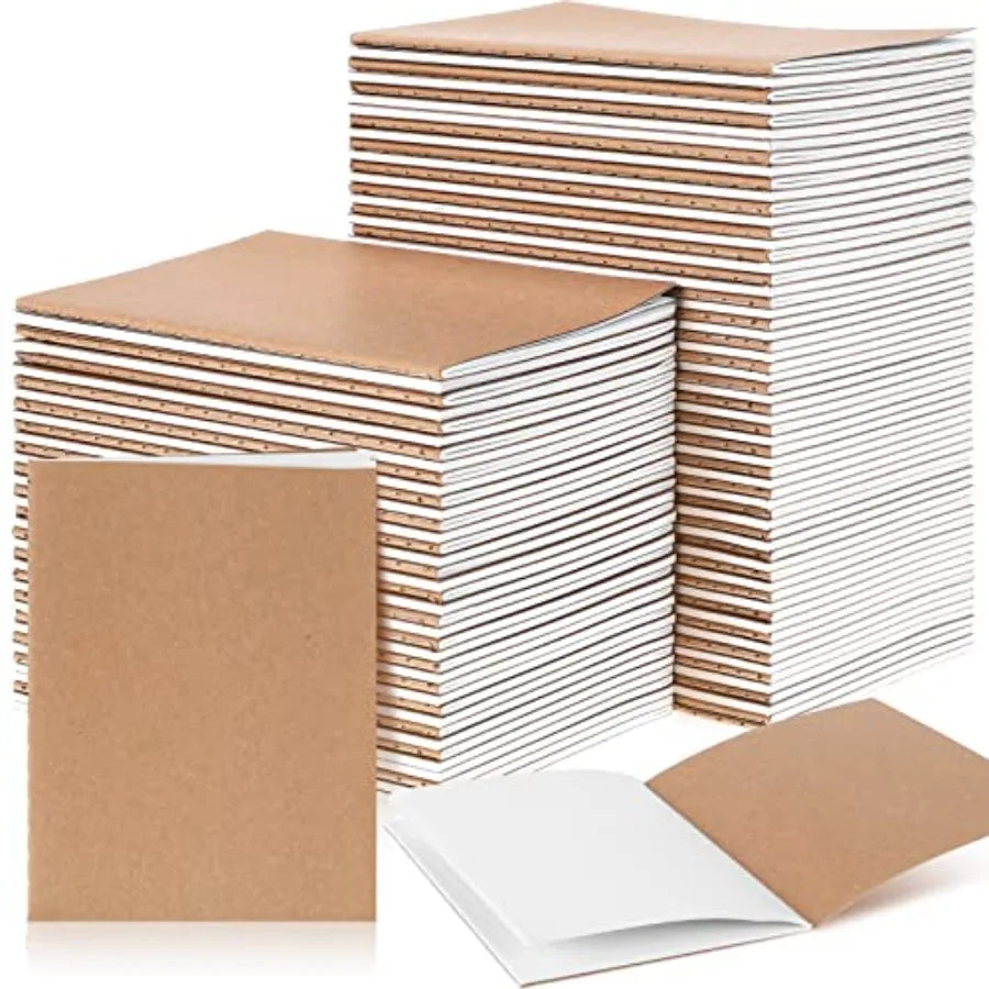 Kraft Paper Notebooks Unlined Sewn Travel Journal 150 Pack