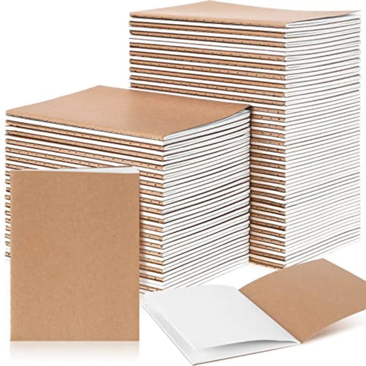 Kraft Paper Notebooks Unlined Sewn Travel Journal 150 Pack