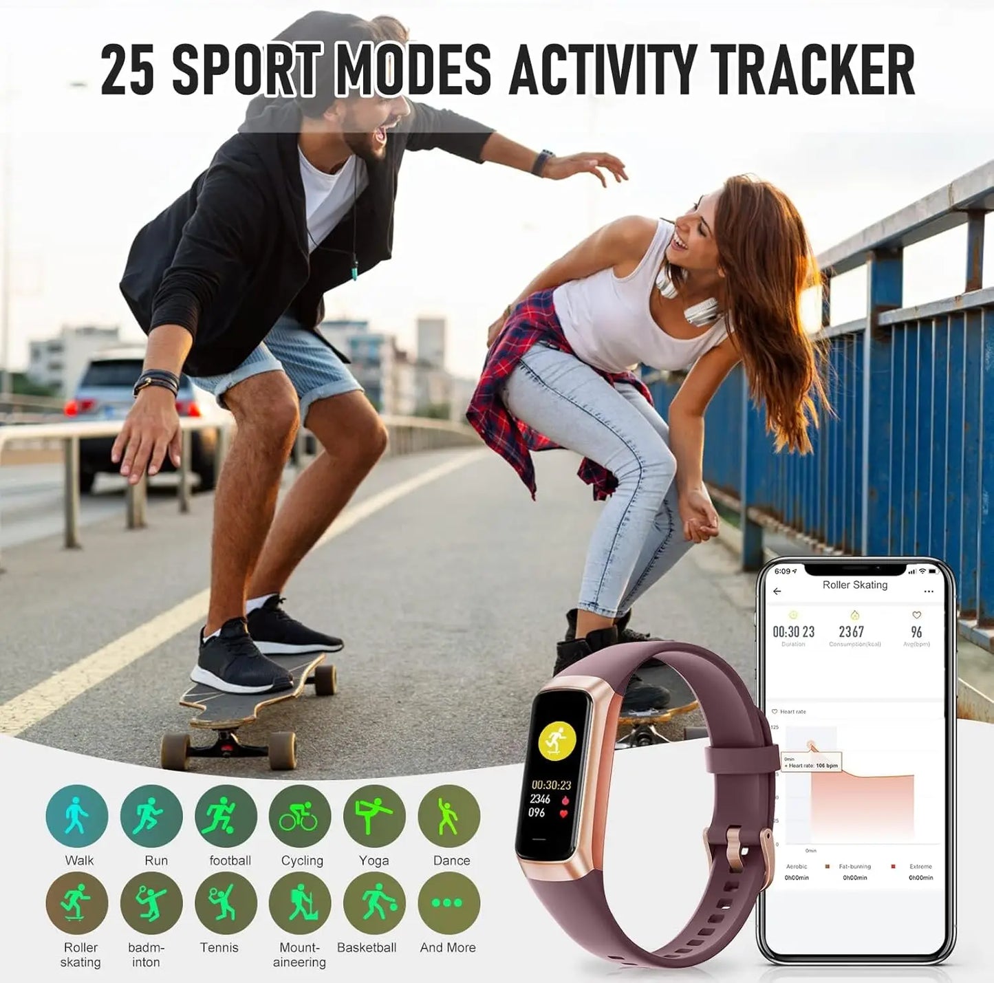 Fitness Tracker With 24 7 Heart Rate SpO2 Monitor
