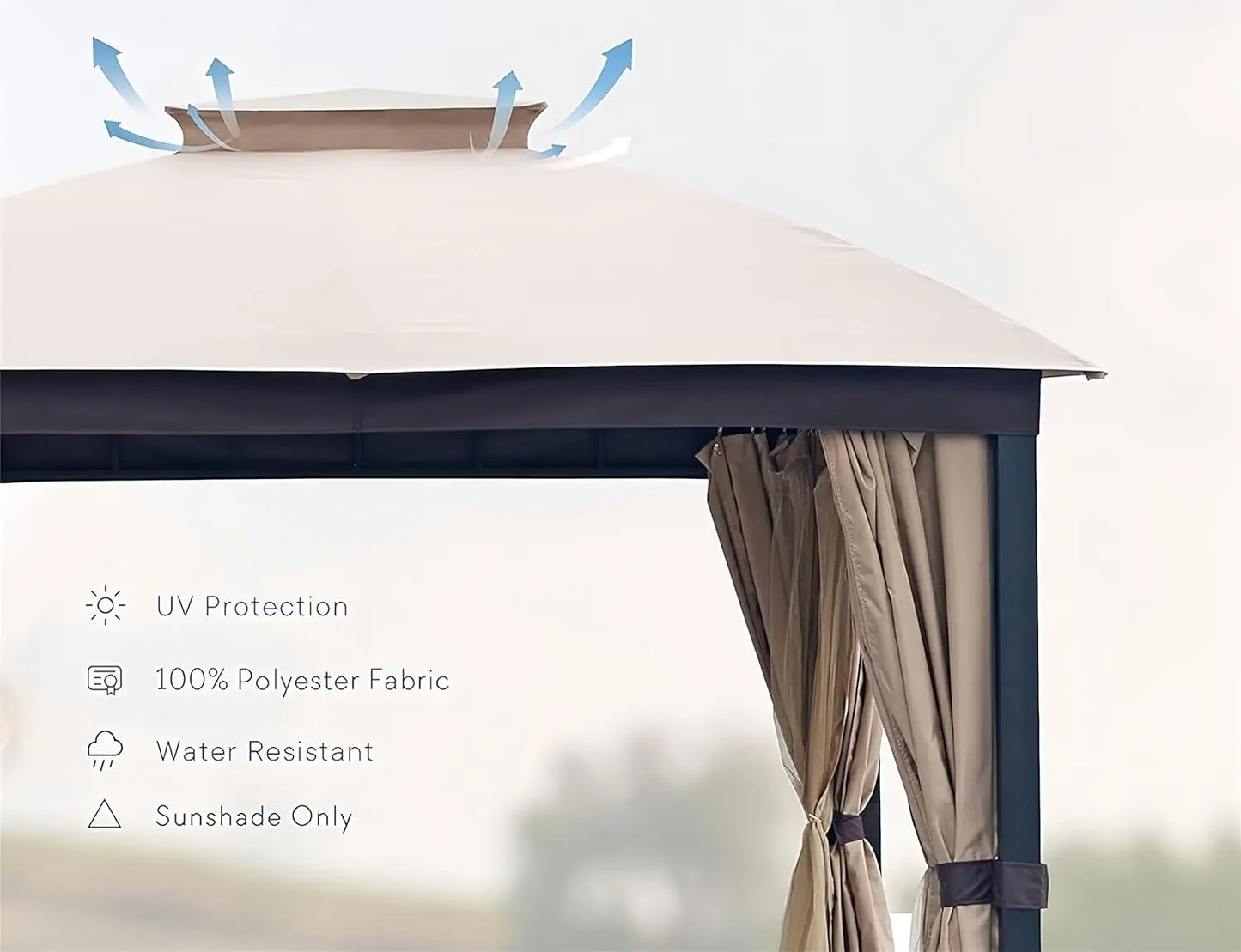 MOYU Patio Gazebo Heavy Duty Soft Top With UV Protection