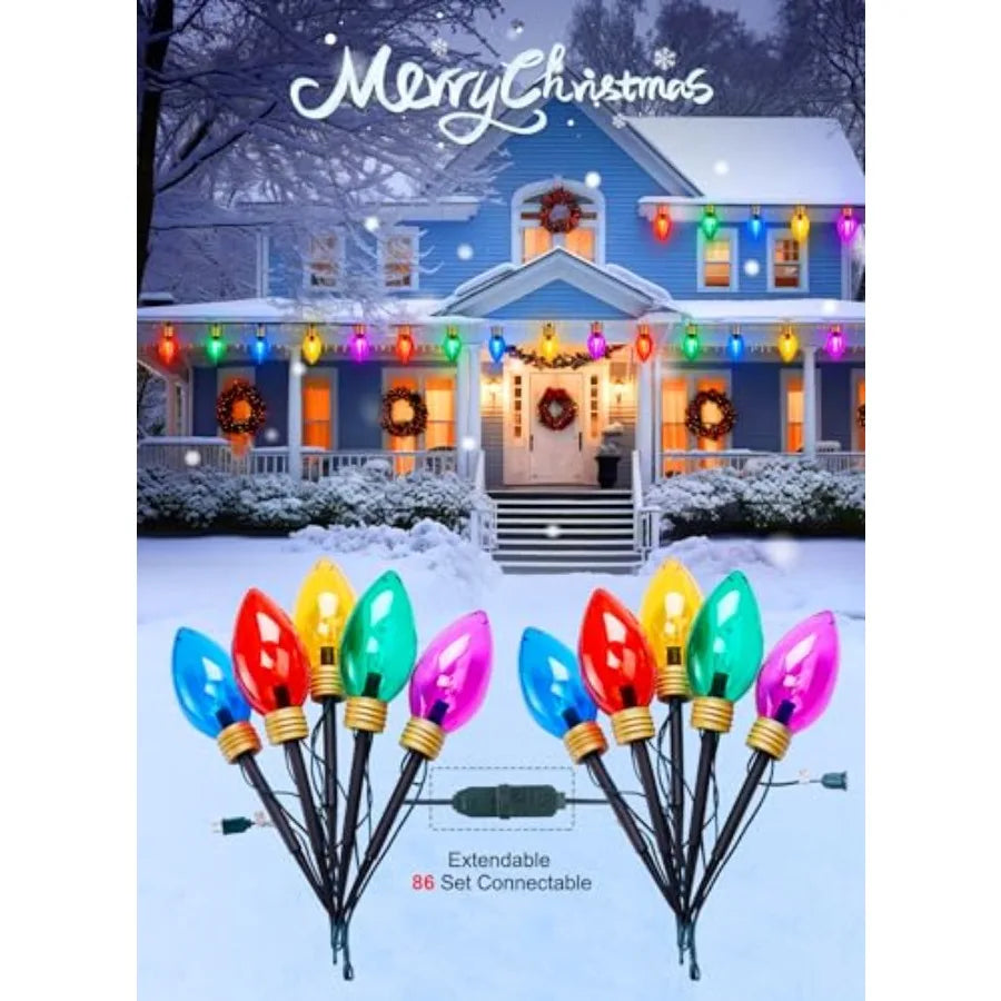 11Feet 5 LED Super Jumbo Christmas String Lights or Pathway Marker Lights, Outdoor Xmas Decorations- Jumbo C9 Hanging Lights Wa