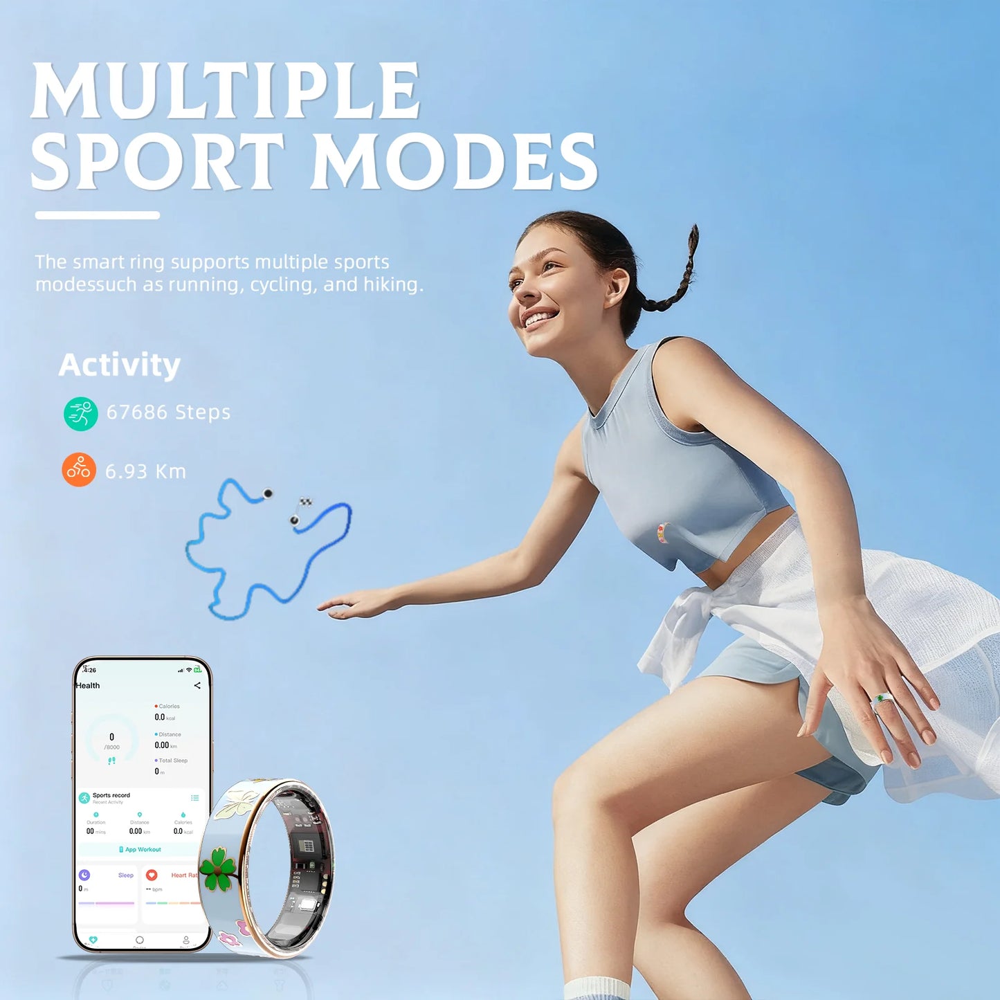 UouNeaCo Smart Ring Dragonfly Lotus Activity Tracker