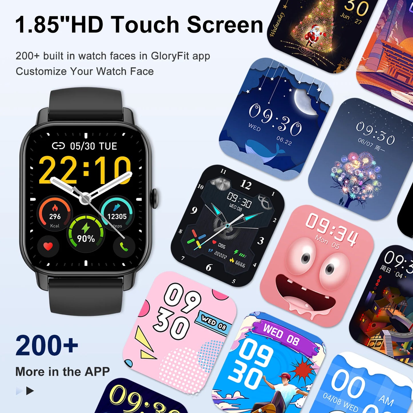 Jxrev Smart Watch, 1.85" Sports Watch for IP68 Waterproof, 110+ Sport Modes, Fitness Activity Tracker, Ultra Thin Watch.