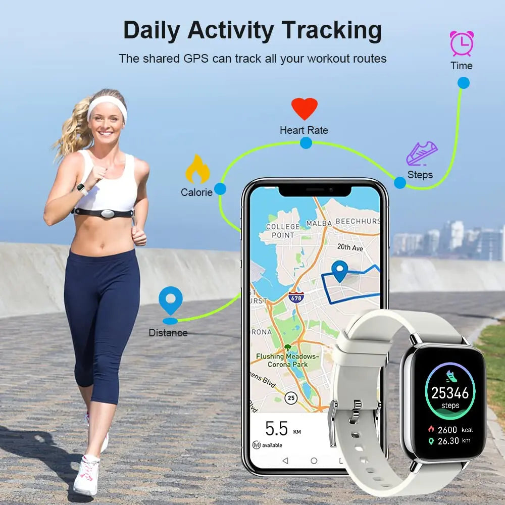 Jxrev Smart Watch Fitness Tracker With Touchscreen