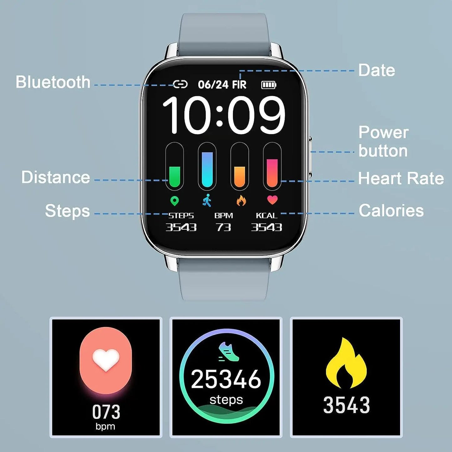 Nerunsa Smart Watch Fitness Tracker Heart Rate Sleep Monitor