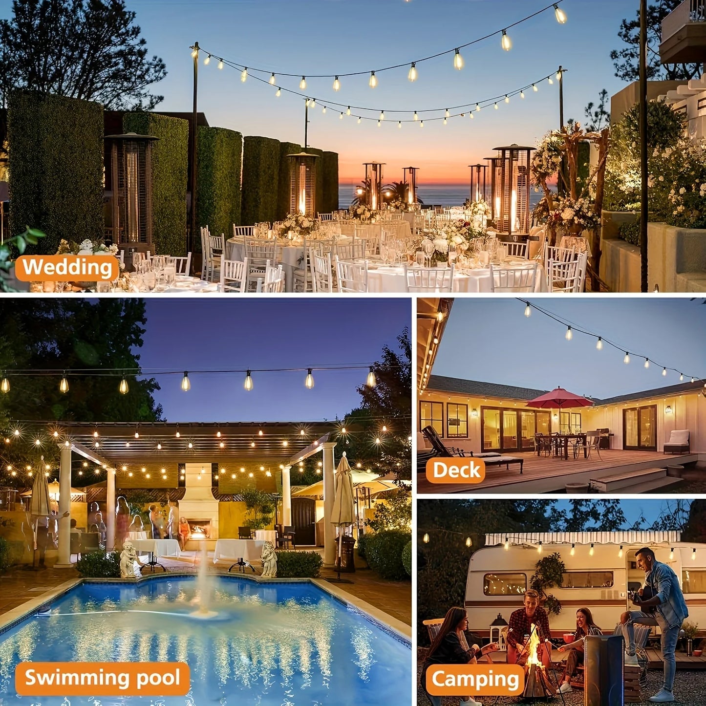 LED Outdoor String Lights ST38 Porch Deck Garden