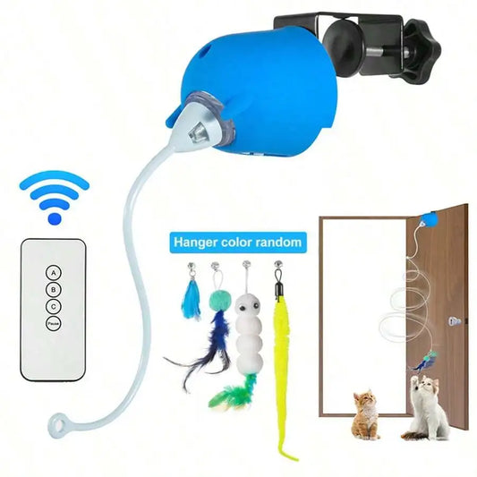 Interactive Cat Toy With Remote Control And Replaceable Heads For Exercise And Entertainment