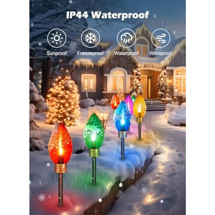 11Feet 5 LED Super Jumbo Christmas String Lights or Pathway Marker Lights, Outdoor Xmas Decorations- Jumbo C9 Hanging Lights Wa