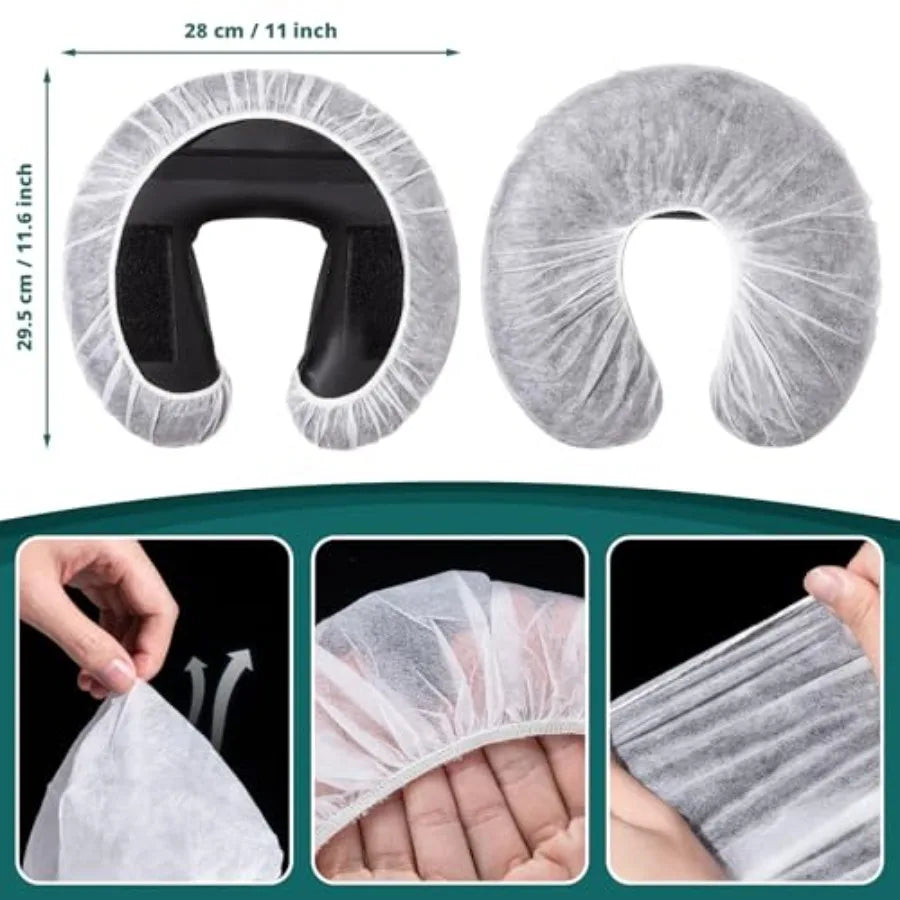 100PCS Disposable Fitted Face Cradle Covers, Non-woven Ultra Soft Massage Face Covers Headrest Covers for Massage Tables Massag