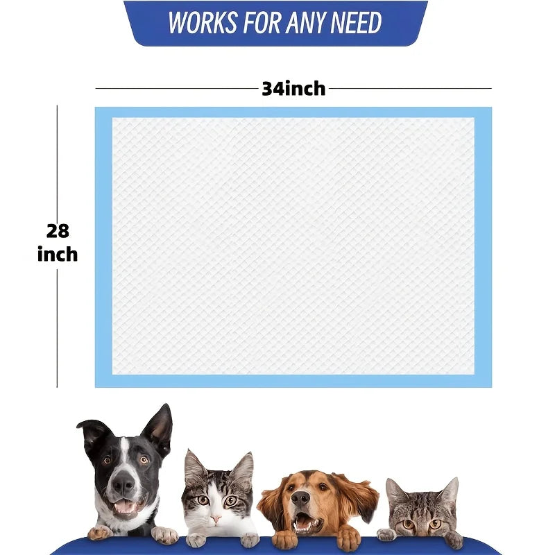 XXXL 34 X 28 Inches/35 X 29 Cm Thickened Super Absorbent And Leak-Proof 6-Layer Puppy Pads, 125/100 Counts, Disposable Potty Pads for Dogs, Extra Large for Puppies, Older Dogs, Cats, Thick Absorbent Layer, Heavy-Duty Pads, Qu
